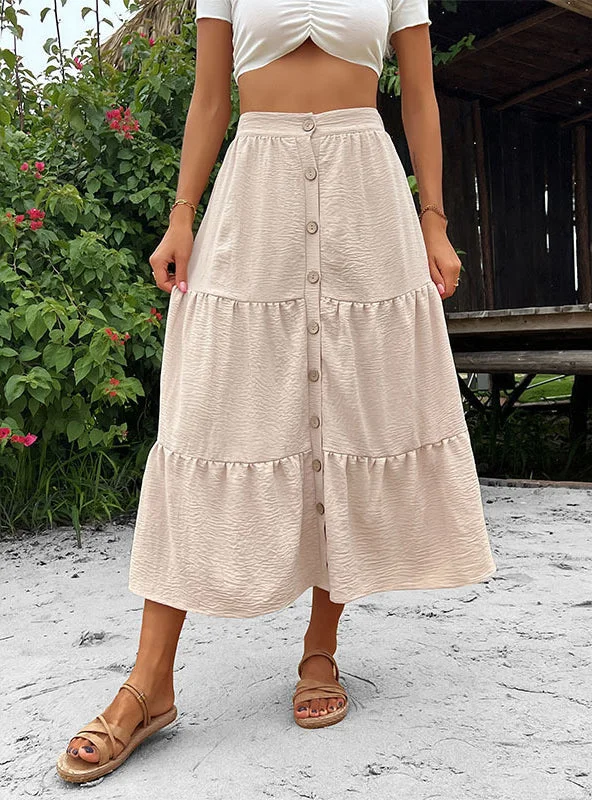 BUTTON ELASTIC WAITS LOOSE SKIRT lace skirt delicate