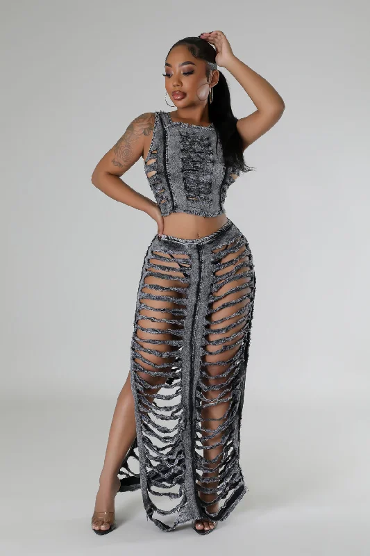 Left The Chat Skirt Set tiered skirt playful