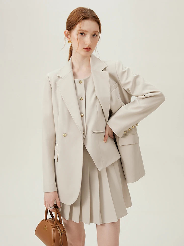 Blazer Temperament Suit Formal Female Blazer Vest Skirt Coats silk skirt lustrous