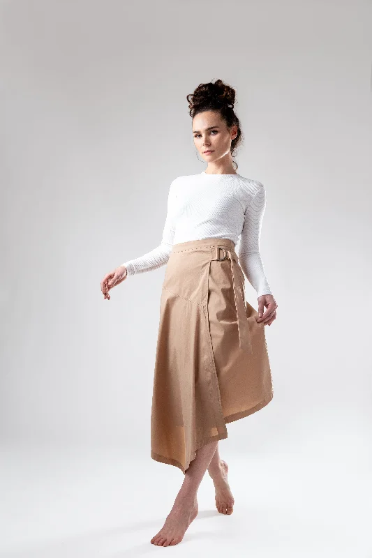 Buckle Skirt - Tan chiffon skirt delicate