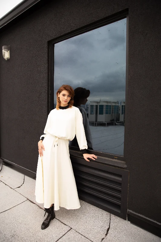 Winter Circle Skirt - Pearl cashmere skirt fine