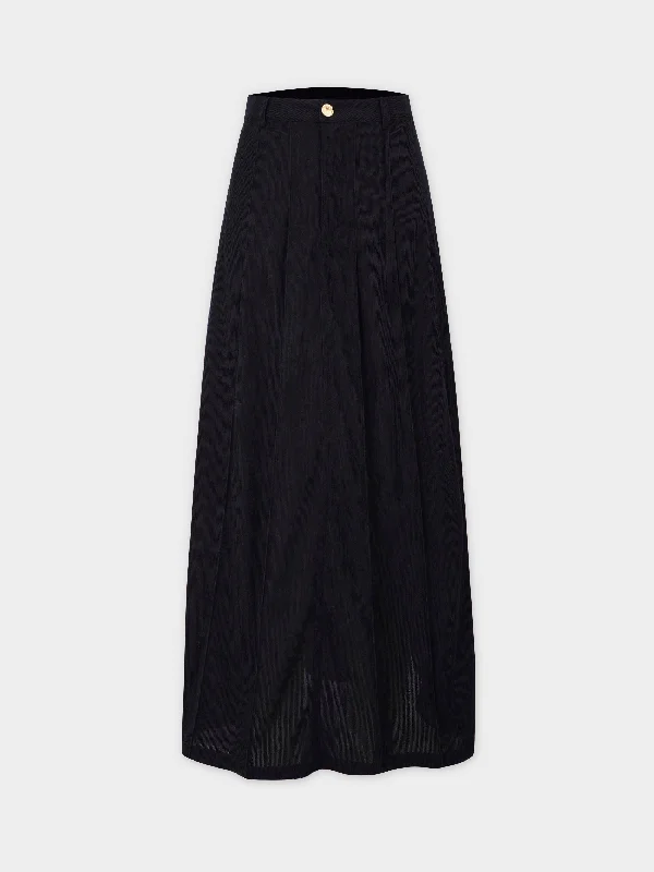Corduroy Skirt-Black linen skirt relaxed
