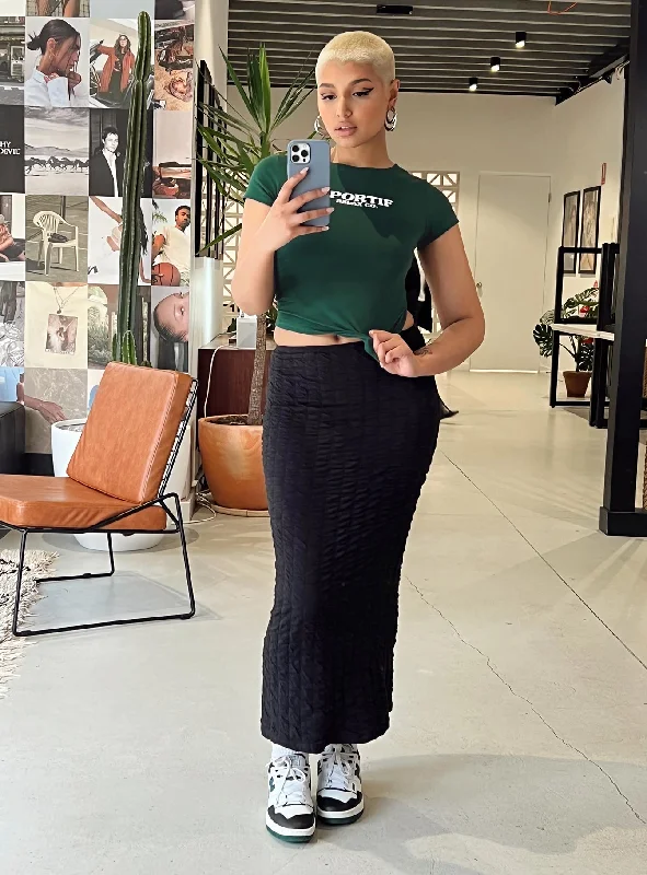 Corine Maxi Skirt Black leather skirt sleek