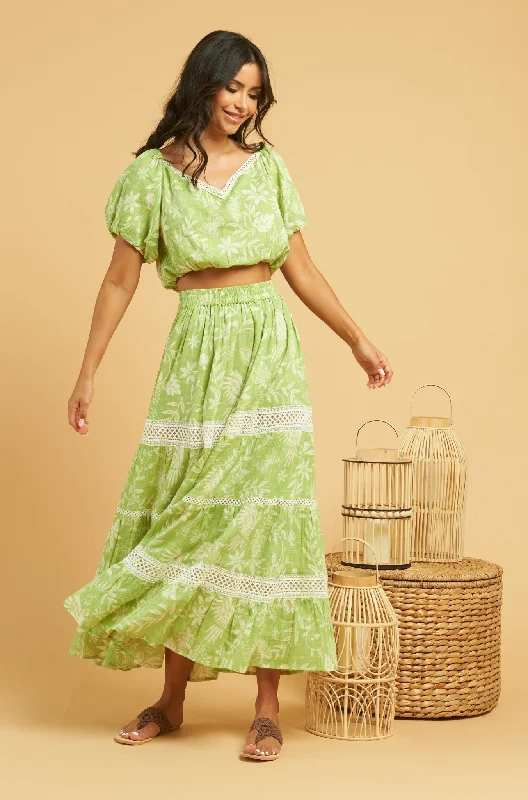 Citron Maxi Skirt ribbed skirt waist