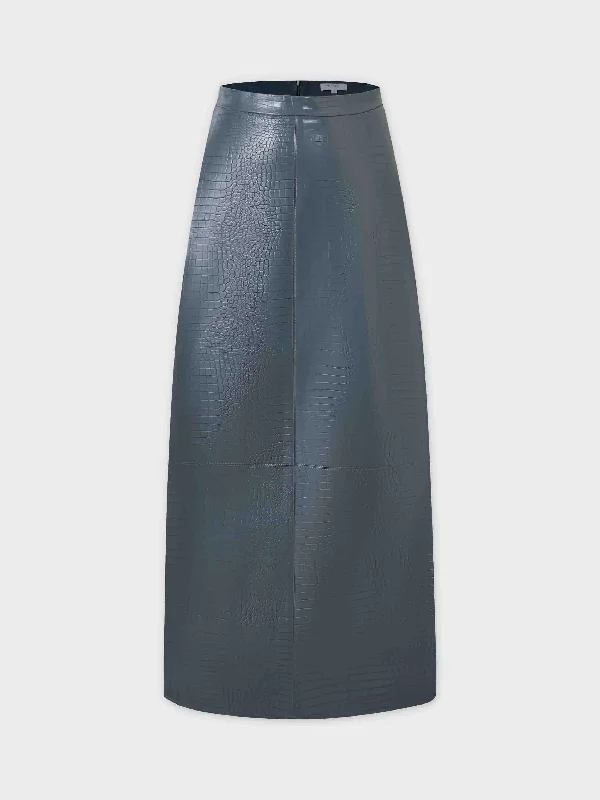 Croc Leather Skirt-Teal lace skirt romantic