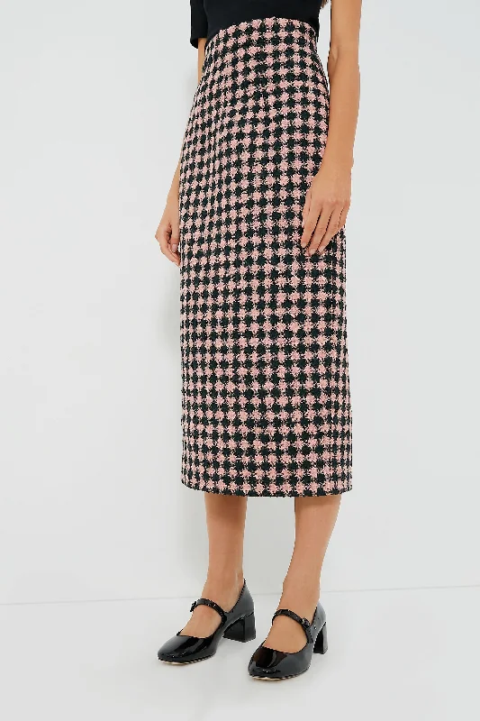 Dark Green and Pink Lorinda Heritage Wool Skirt tiered skirt playful