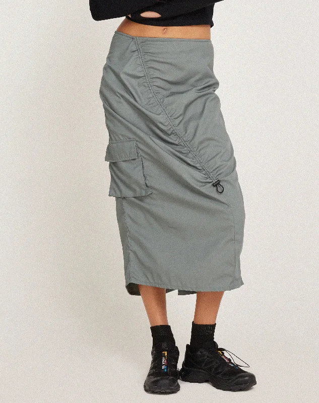 Enore Midi Skirt in Stone Blue cashmere skirt plush