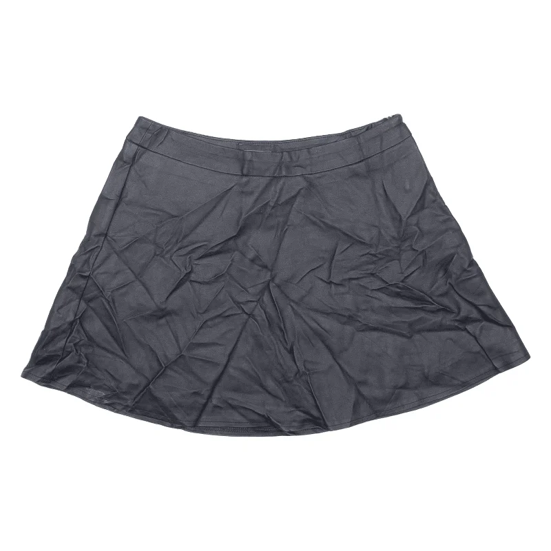 LAURA SCOTT Faux Leather Womens Skater Skirt Black Short Viscose UK 6 denim skirt stylish