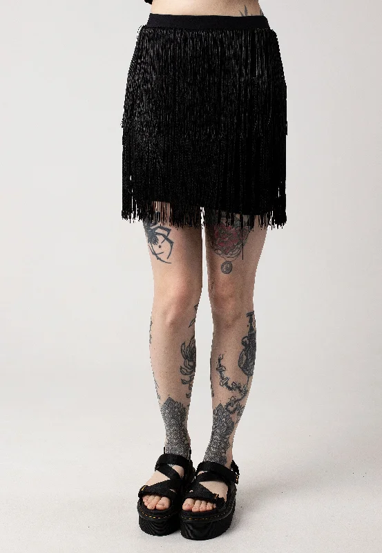 Noisy May - Dallas Black Fringes - Skirt cashmere skirt soft