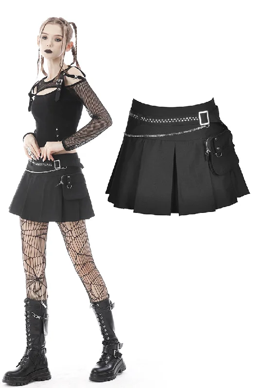 Punk rock pleated mini skirt with bag KW209 casual skirt length