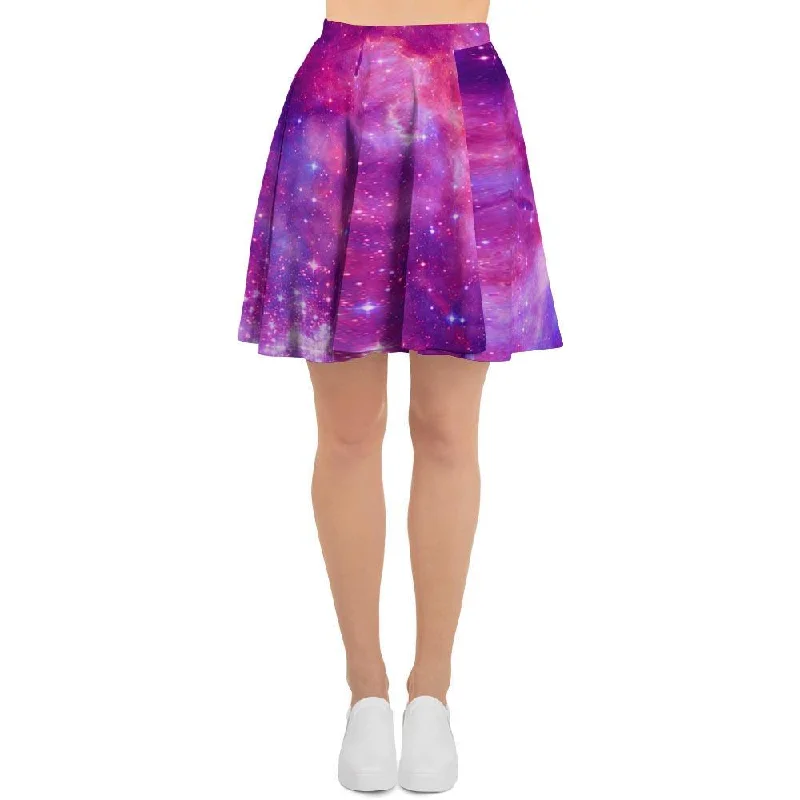 Purple Galaxy Space Women's Skirt button skirt front