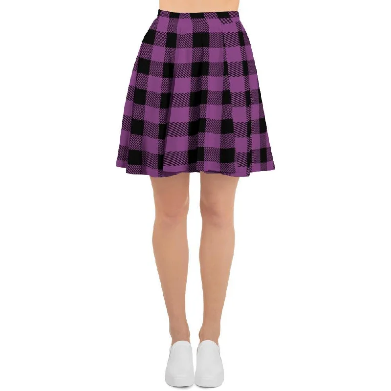 Purple Plaid Women's Skirt chiffon skirt floaty