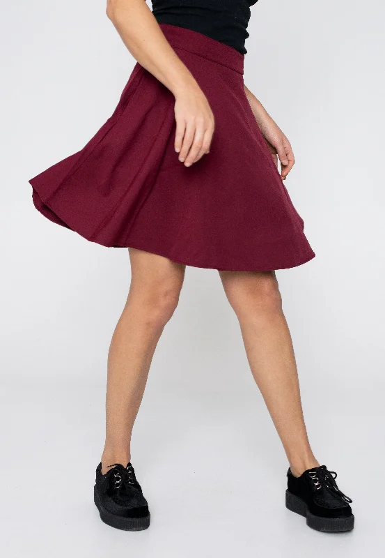 Retrolicious - Skater Burgundy - Skirt cashmere skirt fine