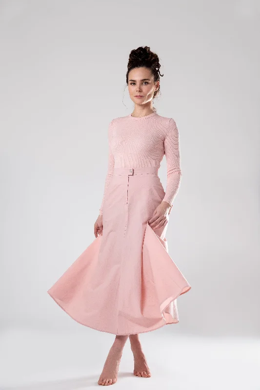 Signature Summer Circle Midi Skirt - Pink velvet skirt luxury