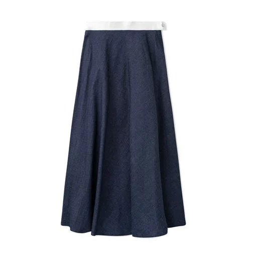 Signature Summer Circle Midi Skirt - Blue Denim Leather Edition leather skirt durable