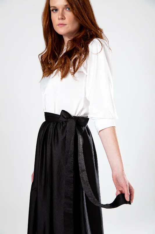 Silk Tie Skirt- Black denim skirt casual