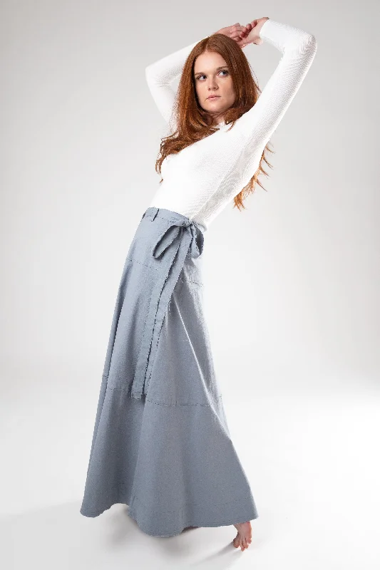 Frayed Skirt- Blue linen skirt natural