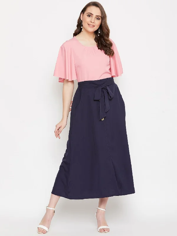 Women's Top & A-line Skirt Set - BitterLime relaxed fit skirt