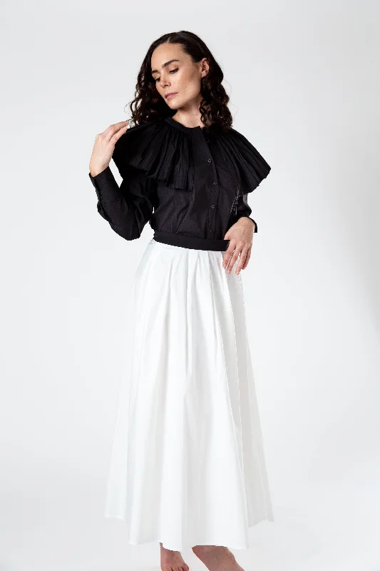 Waistband Skirt - White denim skirt casual