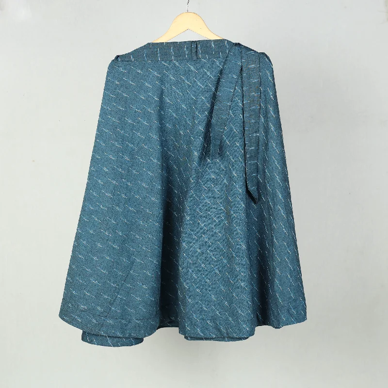 Blue - Wrap Around Cotton Pochampally Ikat Skirt 05 linen skirt breathable