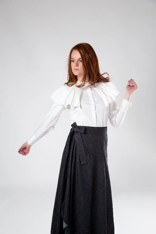 Wrap Tie Skirt - Black Denim vintage skirt charm