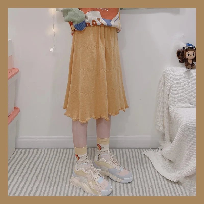 yellow wool skirt  PL52506 leather skirt durable